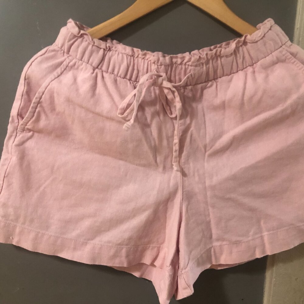 GAP linen blend shorts Size XS petal pink midrise pockets drawstring preppy - Picture 5 of 13
